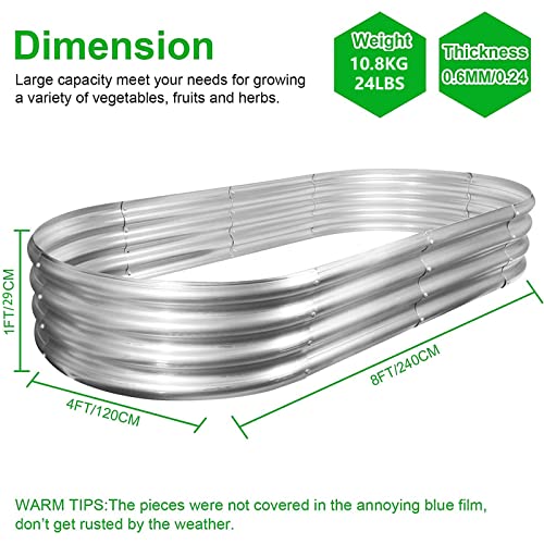 2Pack Raised Garden Bed 6×3×1FT Galvanized Oval Planter Box for Vegetables Flowers Herbs R972