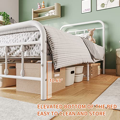 Vintage Full Size Metal Bed Frame with Headboard and Footboard, Black Z946901