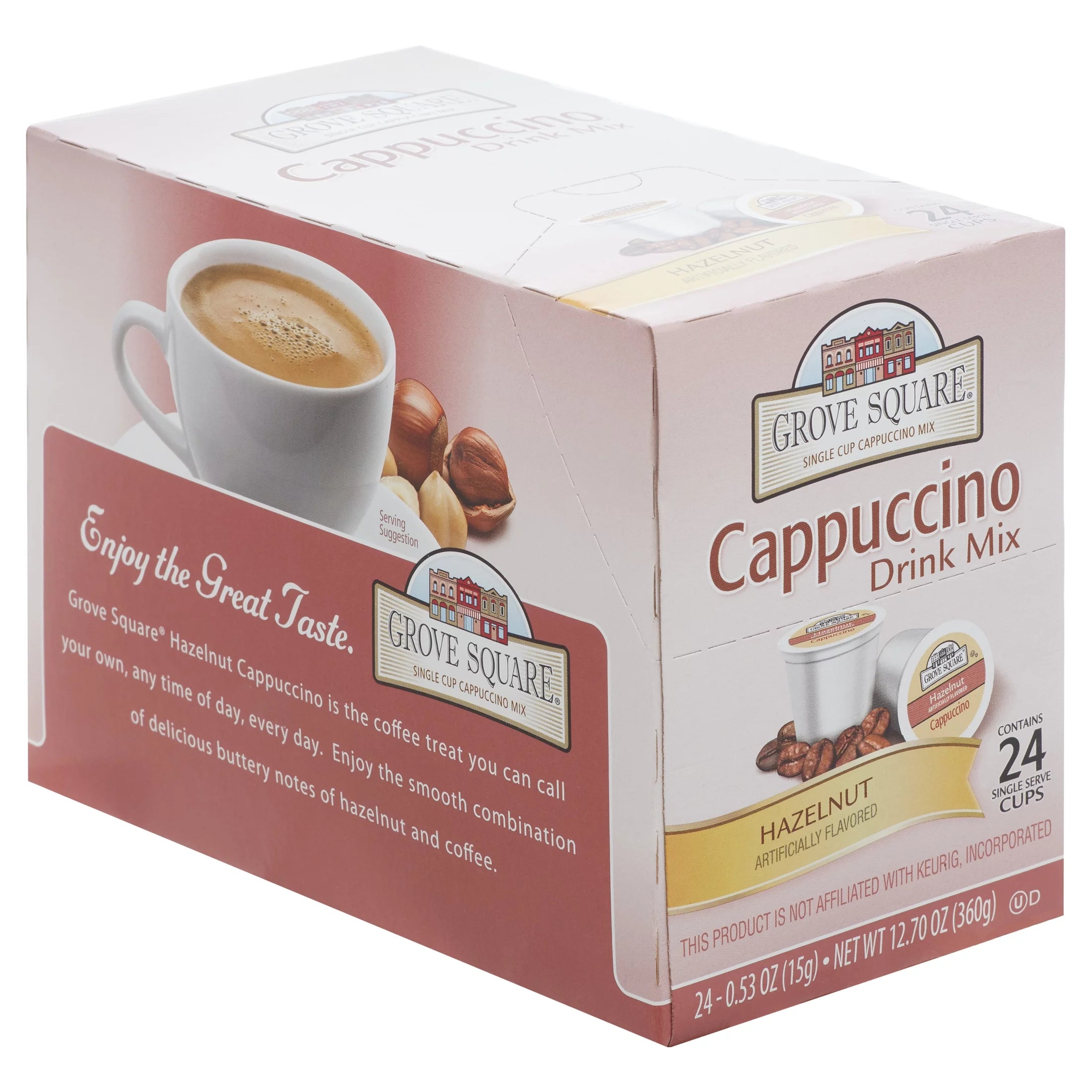 Grove Square Hazelnut Cappuccino Coffee Pods, 24 Count for Keurig K-Cup Brewers J882964