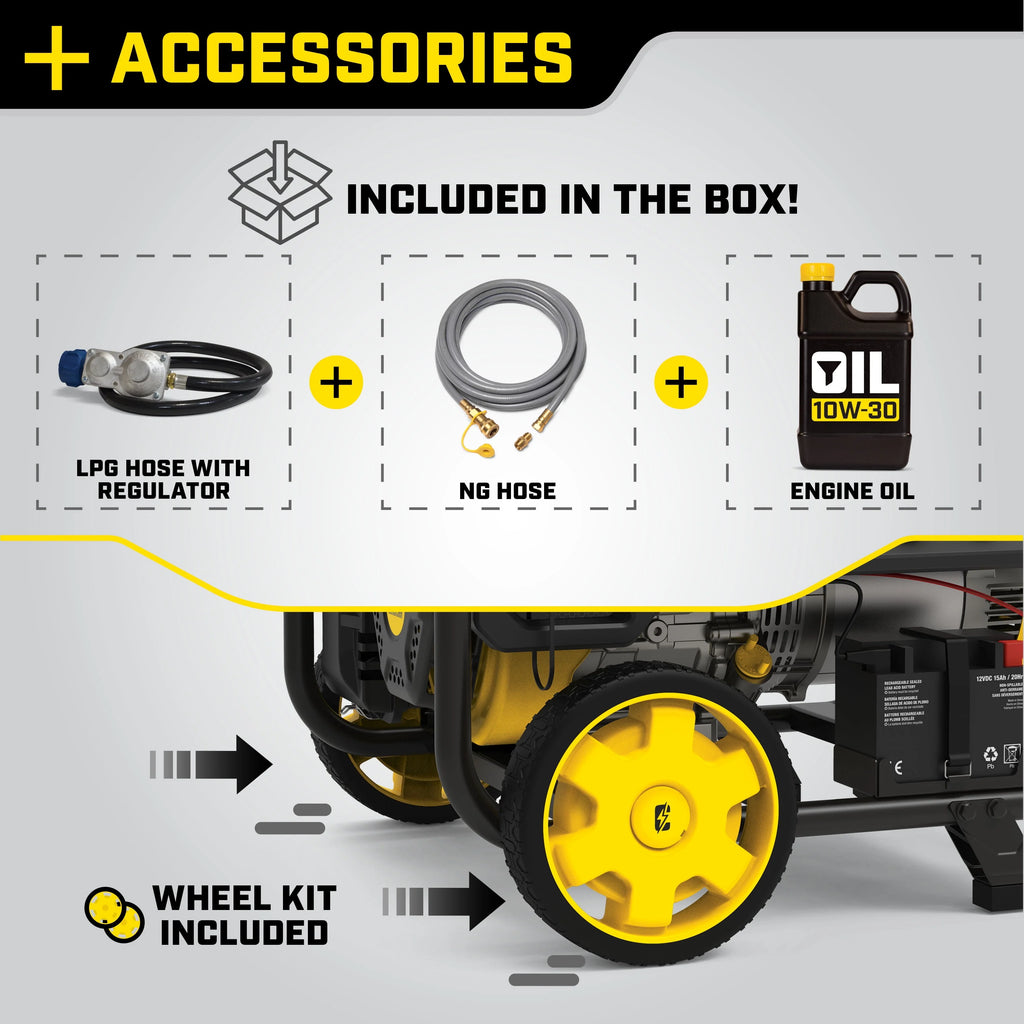 Champion Power Equipment 6500-Watt Tri-Fuel Portable Generator with CO Shield and Electric Start I89983