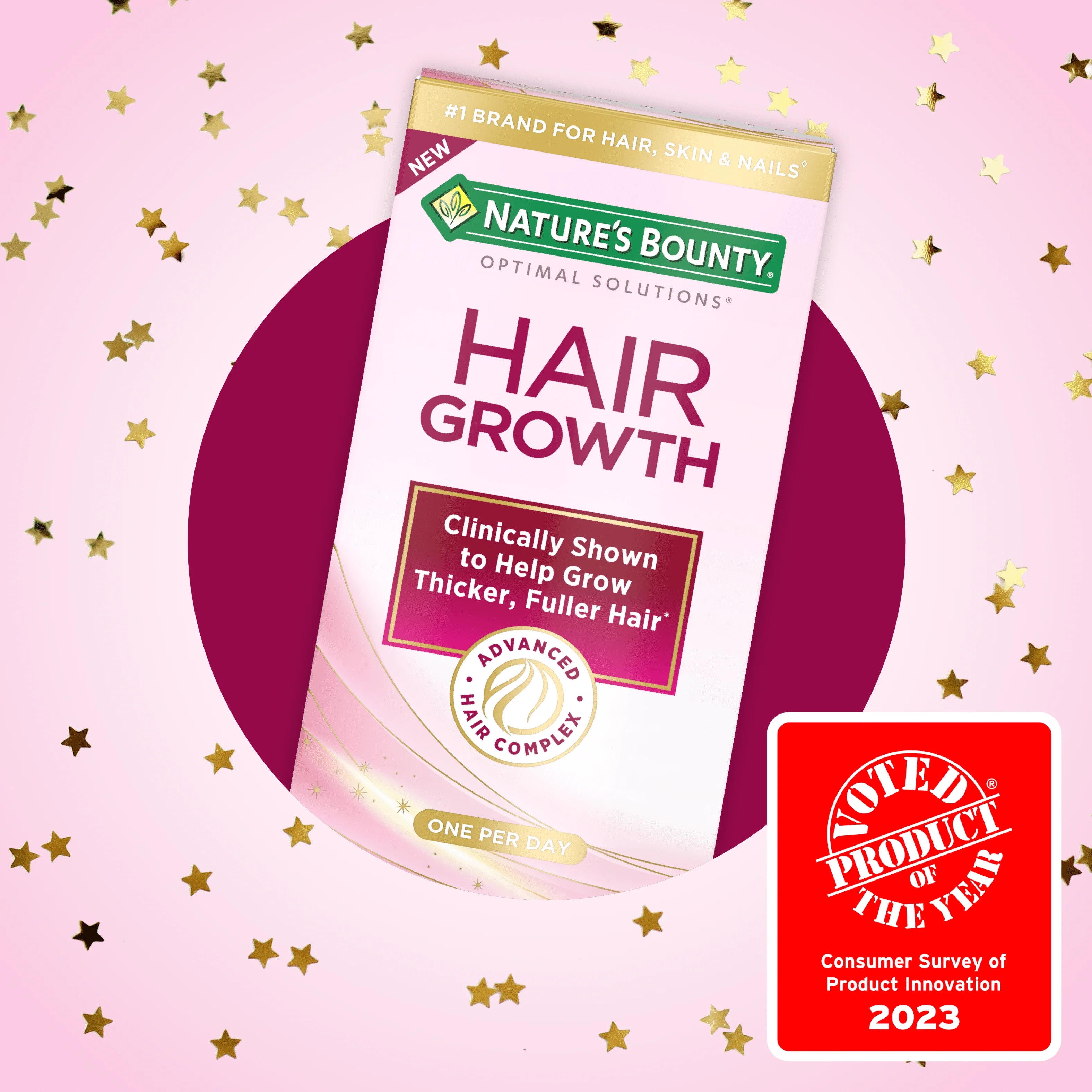 Nature's Bounty Optimal Solutions Hair Growth Supplement for Women with Biotin, 30 Capsules A372744