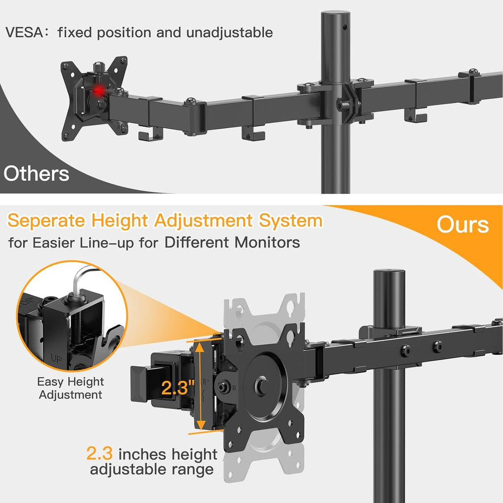 ErGear Dual Monitor Stand with Glass Base, Height Adjustable, Supports 17-32" Monitors, EGCM6 (2 Pack) D88748