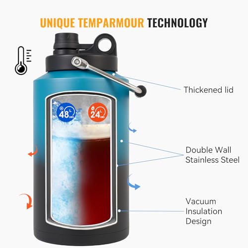 Kerilyn Insulated Gallon Jug 128oz Stainless Steel Double Vacuum Water Bottle M8713