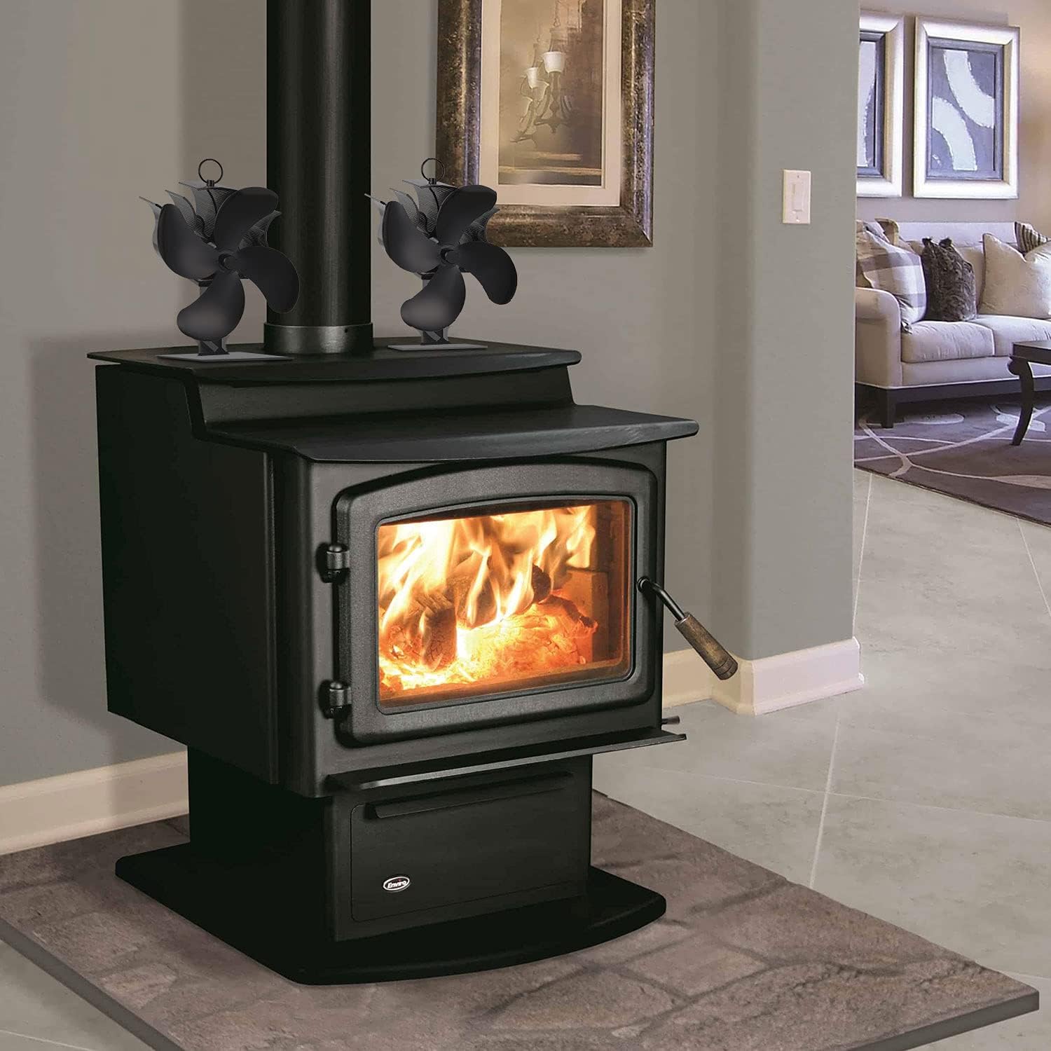 Heat Powered Stove Fan, 4 Blades, Non-Electric for Wood Stove Fireplace, Pack of 2 H138512