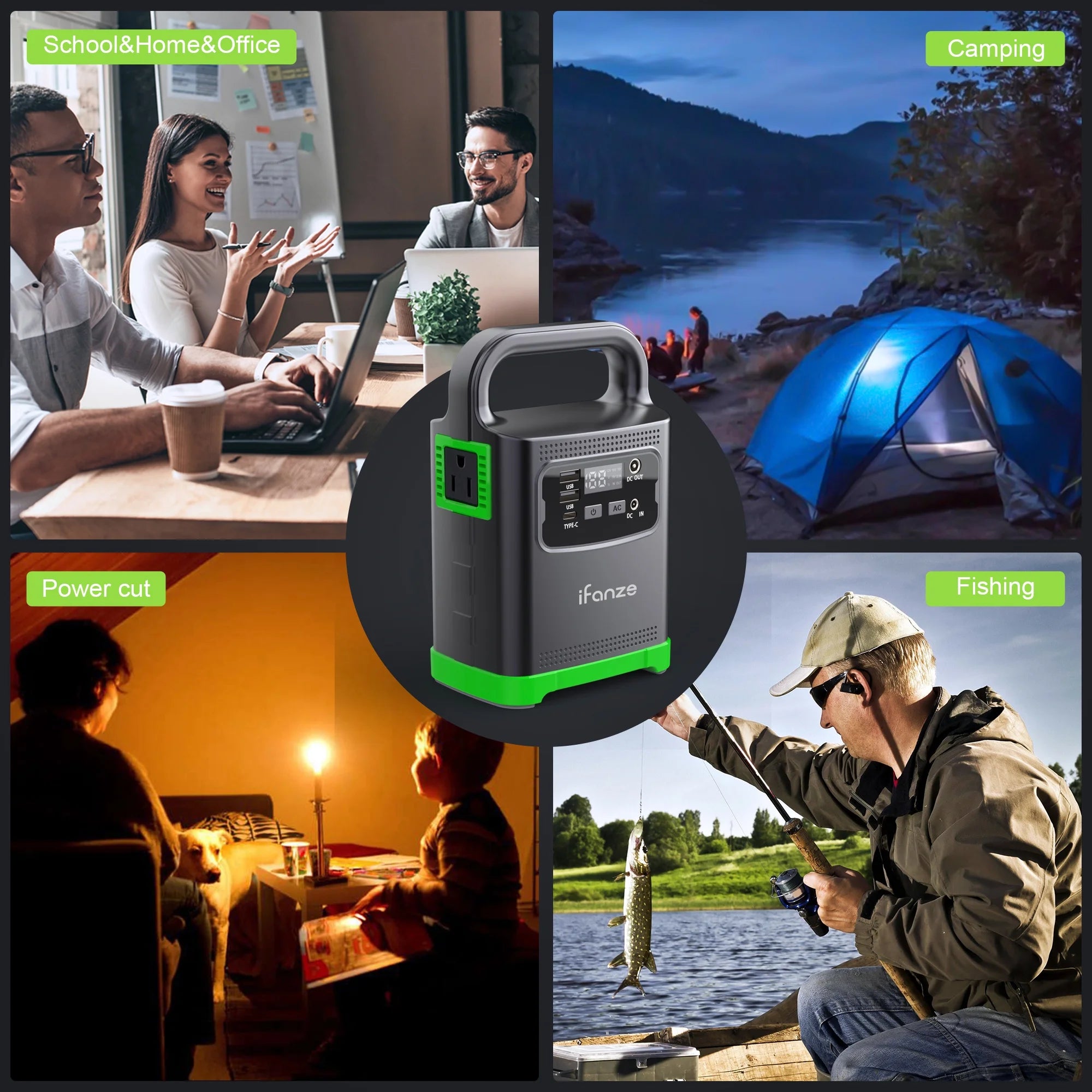 iFanze 100W Portable Power Station, 24000mAh, 110V AC Outlets for Camping & Home Backup W8478