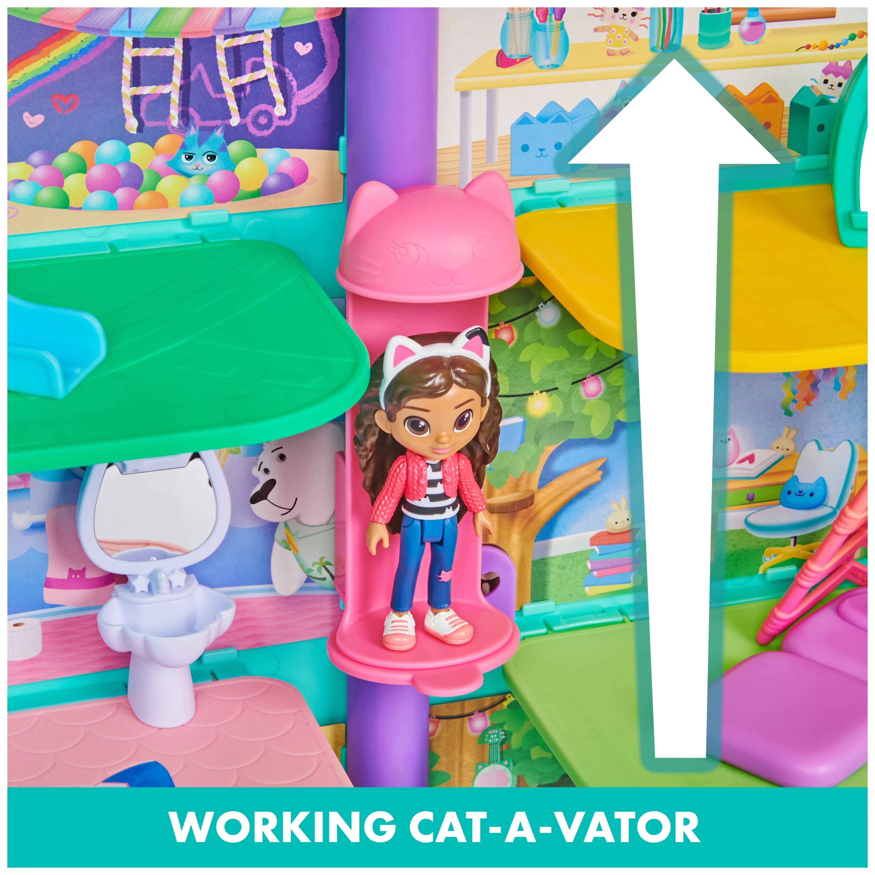 Gabby's Dollhouse Purrfect 2-Foot Tall Playset with Sounds, 15 Pieces C973894