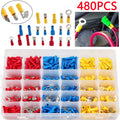480Pcs Car Wire Assorted Insulated Electrical Terminals Connectors Crimp Box Kit