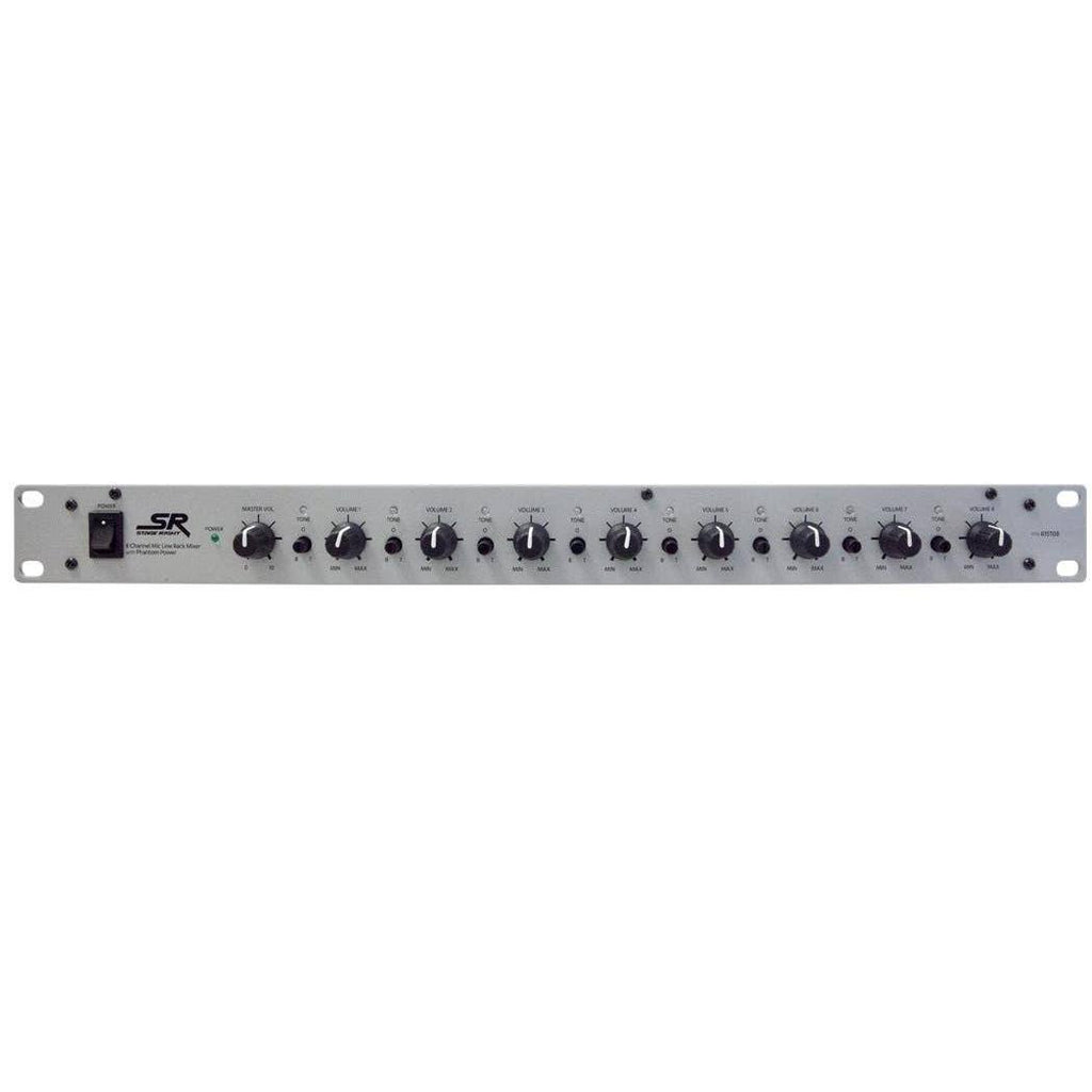 Monoprice 8-Channel 1U Rack Mixer with Phantom Power V327096