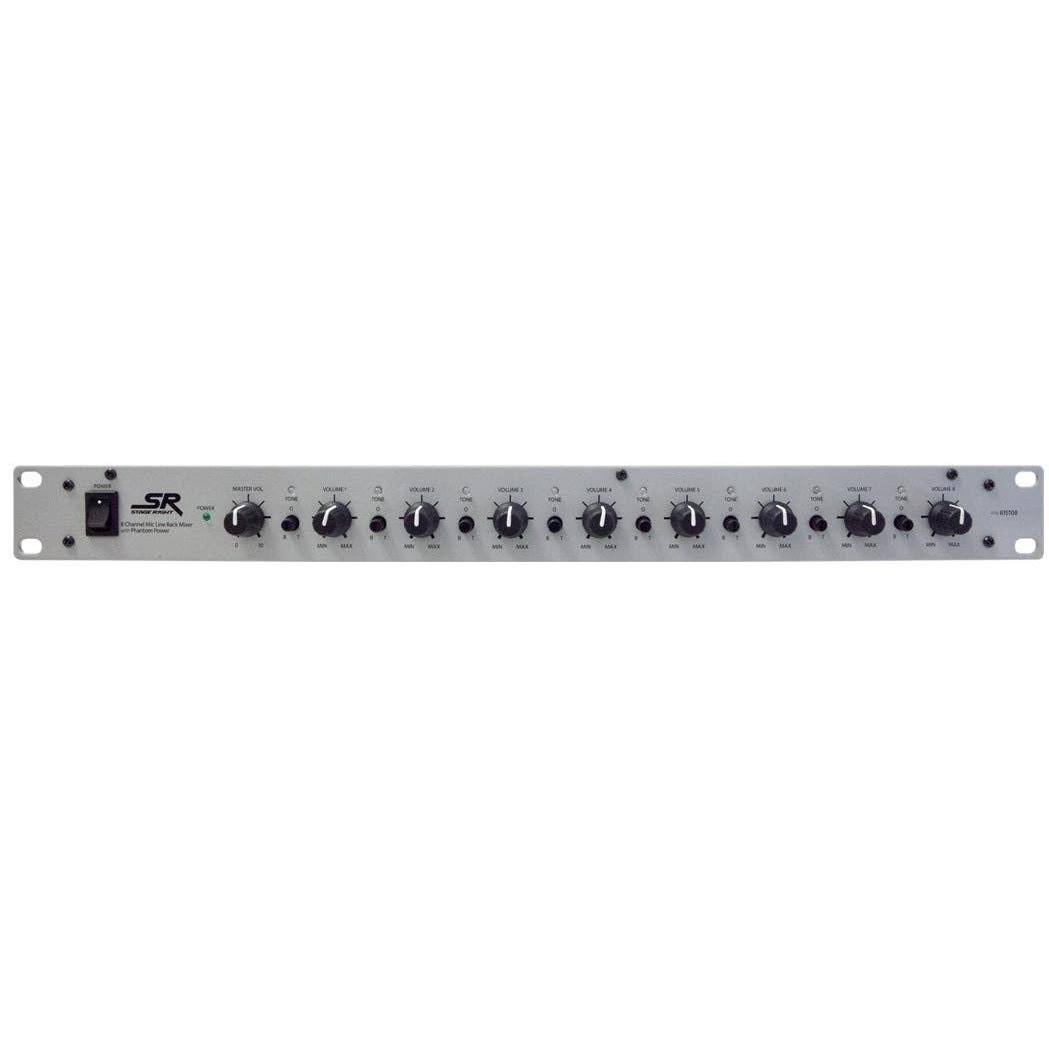Monoprice 8-Channel 1U Rack Mixer with Phantom Power V327096
