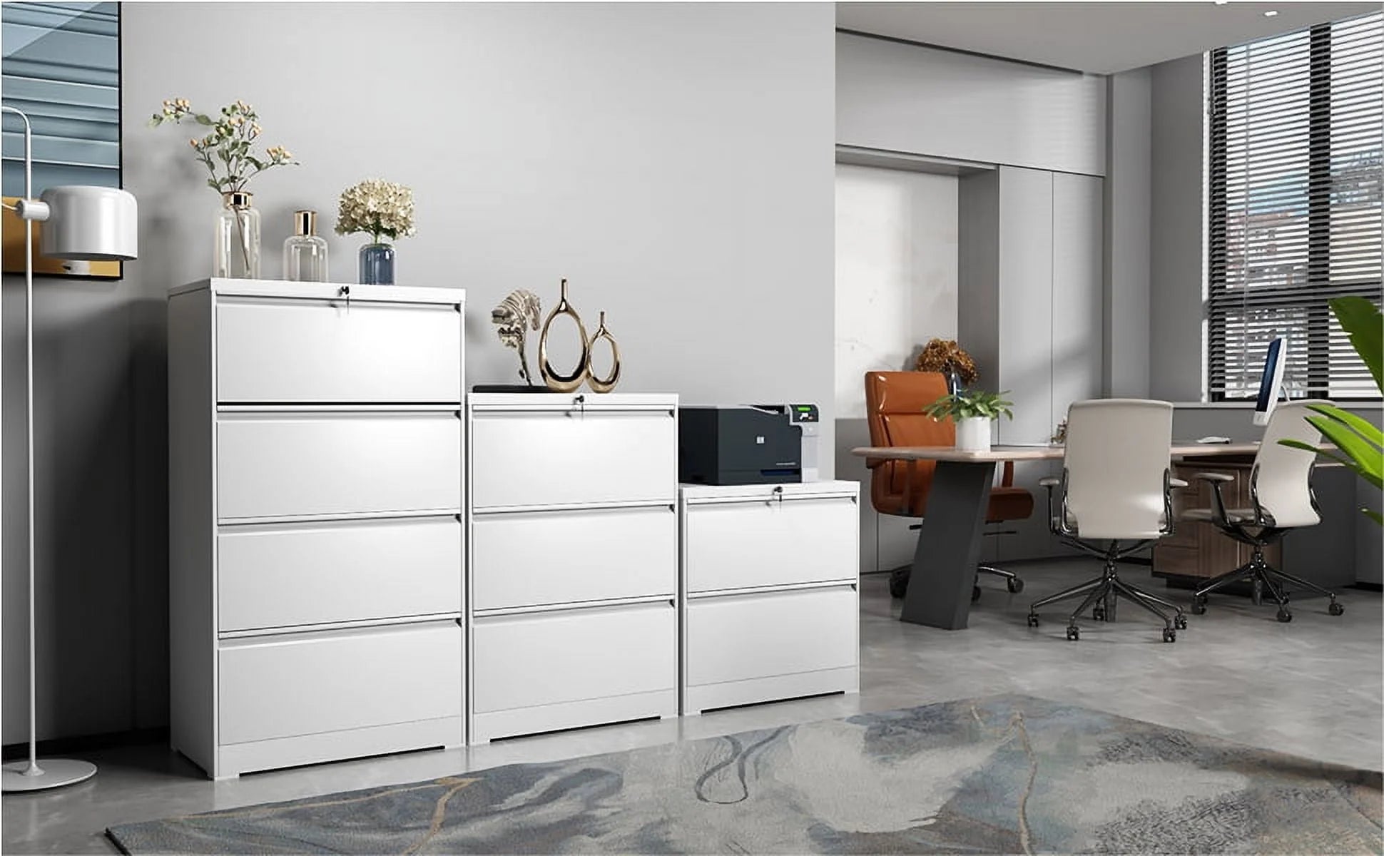 SUPEER 4 Drawer File Cabinet with Lock, Metal Vertical Storage, Black E499