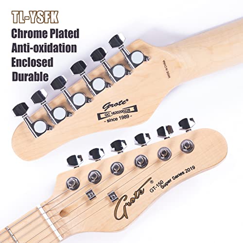 Grote Electric Guitar Semi-Hollow Body Tele Style Basswood Maple Neck Chrome Hardware Blue X47636