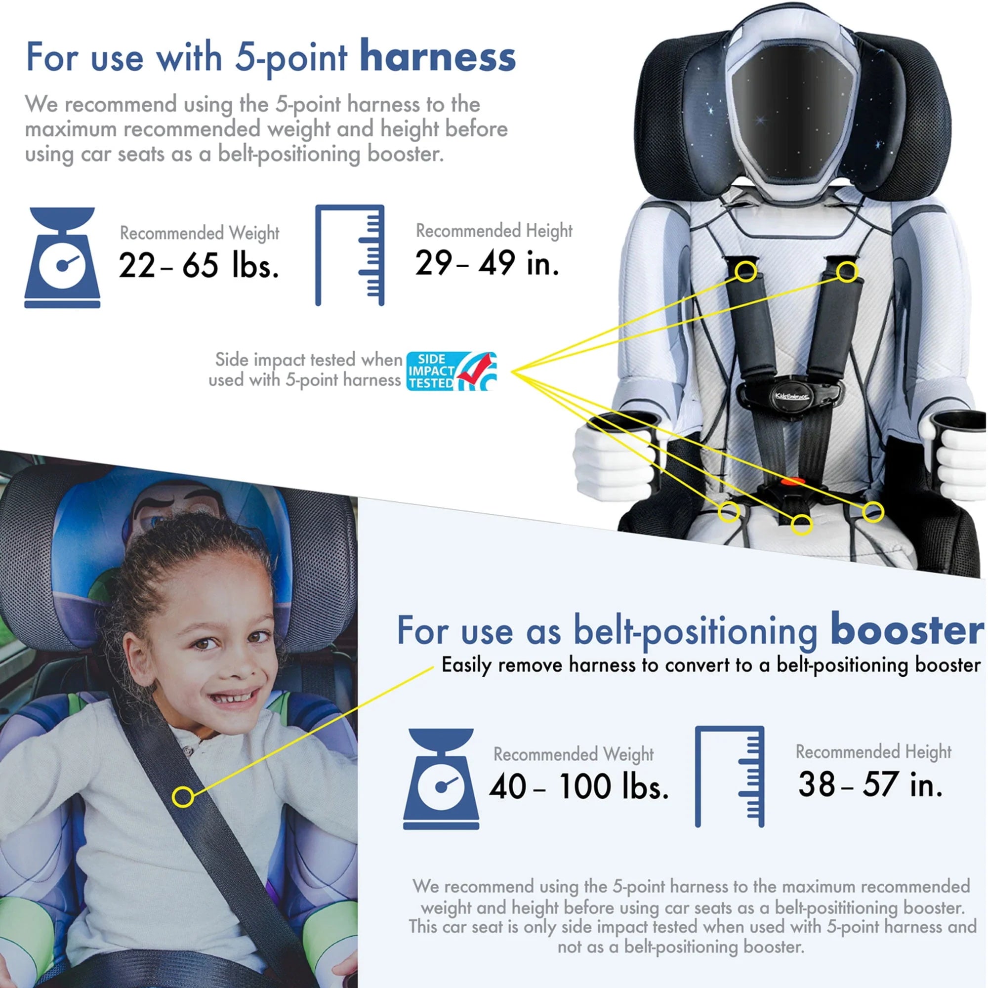 KidsEmbrace Combination Harness Booster Car Seat, Marvel Avengers Captain America Q1832