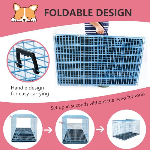 FDW Dog Crate for Large Dogs 48 Inch Folding Metal Wire Cage Double Door N1299