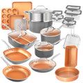 Gotham Steel 32 Pcs Cookware Set Bakeware and Food Storage Set Nonstick Pots and Pans Set Red