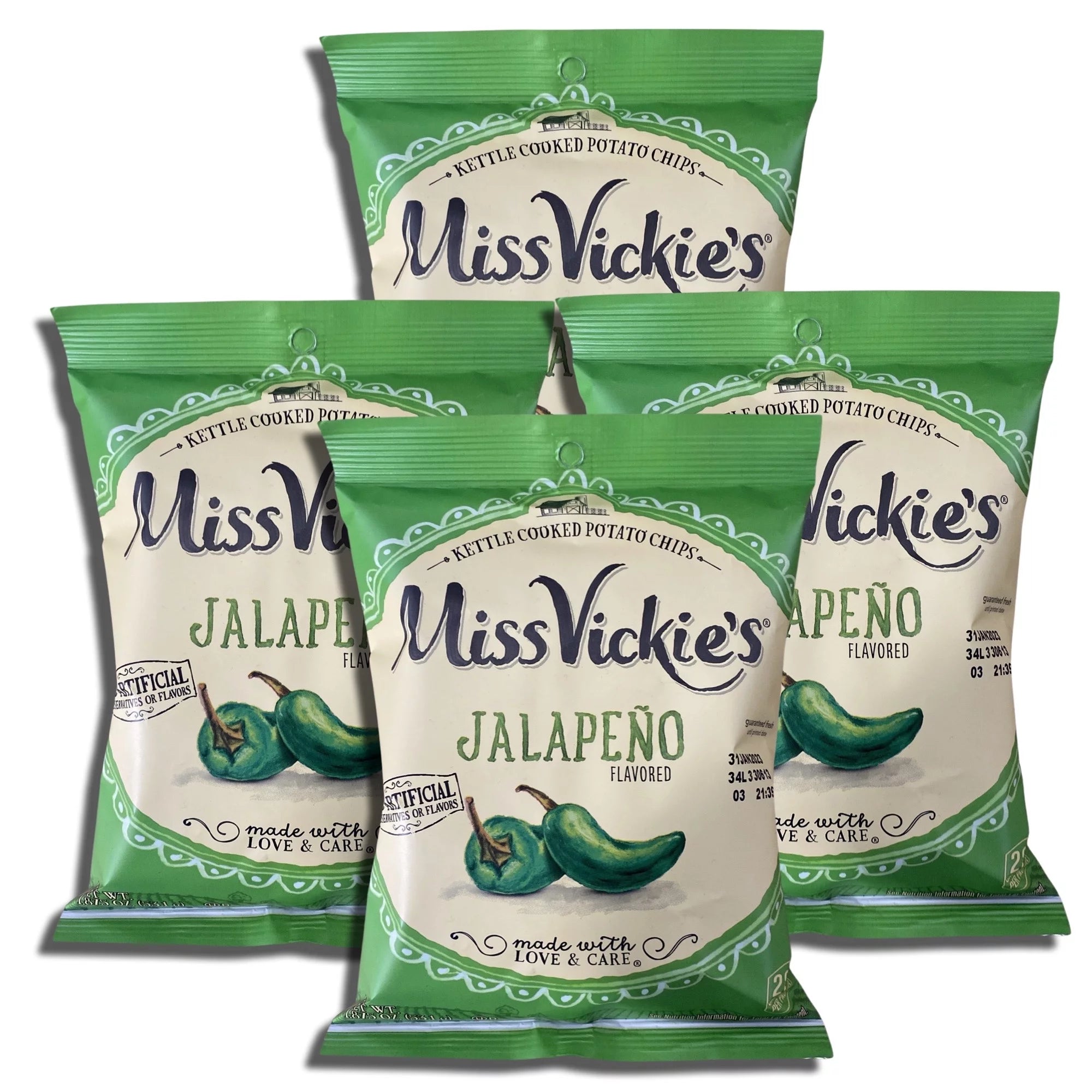 Ms. Vickie's Jalapeno Kettle Cooked Potato Chips, 1.875 oz Bags, Pack of 8 T378157