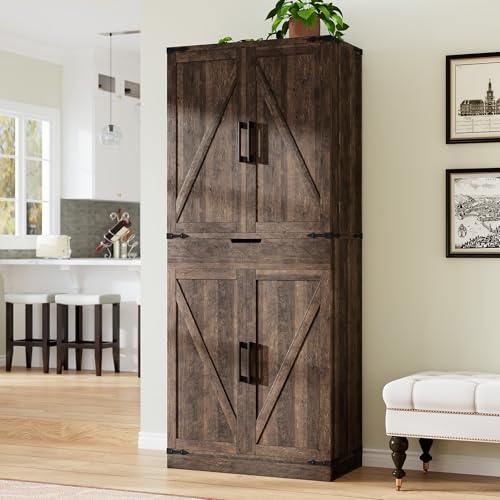 72" Tall Storage Cabinet with Adjustable Shelves & Steel Frame, Dark Grey F5479