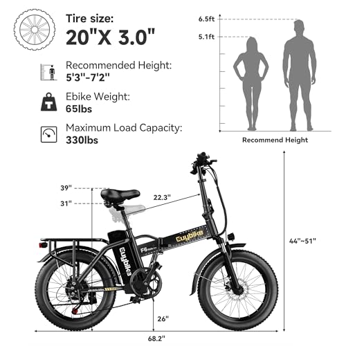 Folding Electric Bike 1000W 48V 20AH Removable Battery 20" Fat Tire for Adults C847123