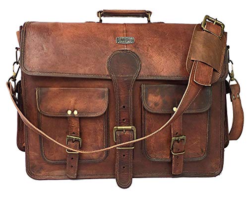 Vintage Leather Messenger Bag for Men with 18 Inch Laptop Compartment I17180