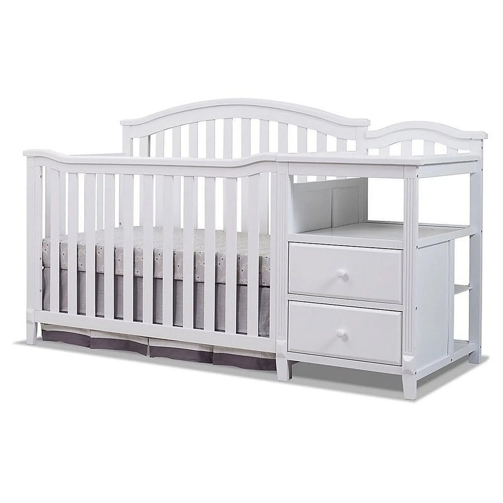 Baby Crib with Changing Table and 6 Drawer Dresser Set White T279