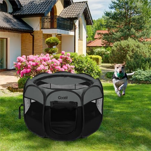 Portable Dog Playpen for Small Dogs Indoor Outdoor, Collapsible with Roof Cover, Green C304366
