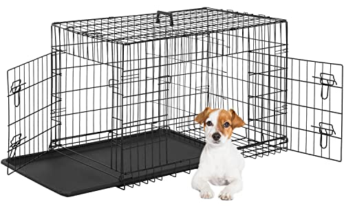FDW Dog Crate for Large Dogs 48 Inch Folding Metal Wire Cage Double Door N1299