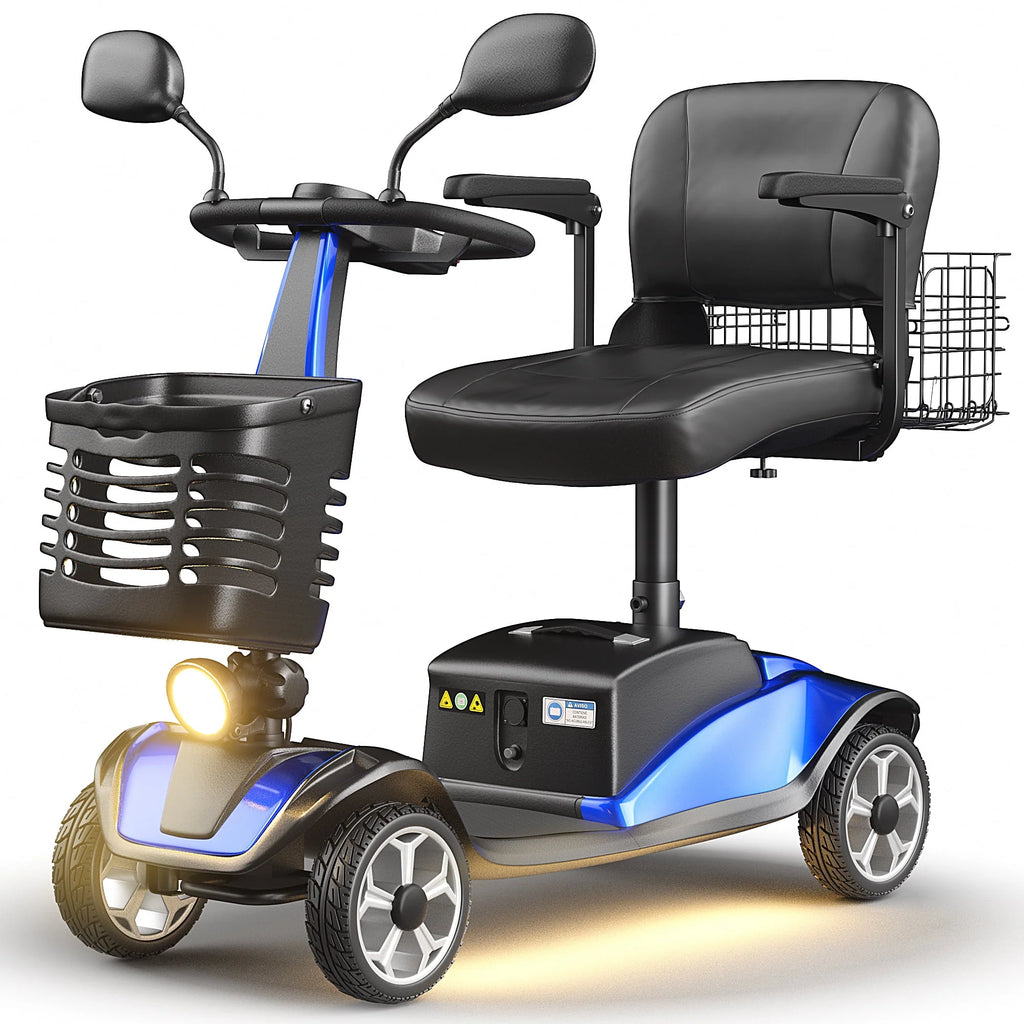 SACVON Upgrade 4 Wheel Mobility Scooter for Seniors, Foldable Powered Mobile Wheelchair for Adult 330lbs, Red