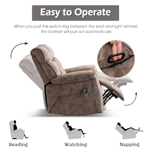 INZOY Massage Swivel Rocker Recliner with Heat and Vibration, Brown G989
