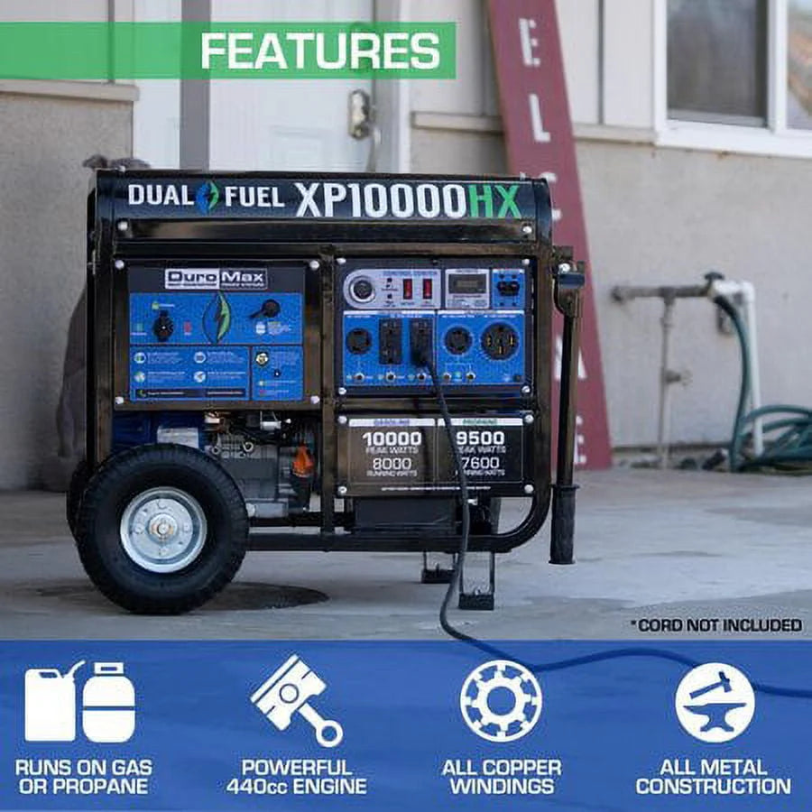 DuroMax XP10000HX 10,000 Watt Portable Dual Fuel Generator E355