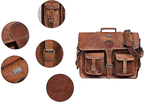 Vintage Leather Messenger Bag for Men with 18 Inch Laptop Compartment I17180