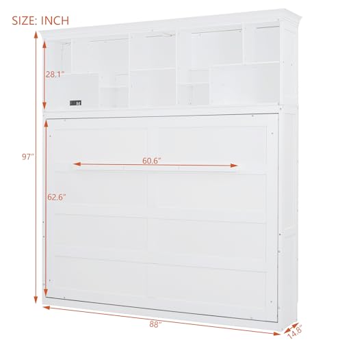 Ball & Cast Queen Murphy Bed Wall Chest with USB and Storage X29201