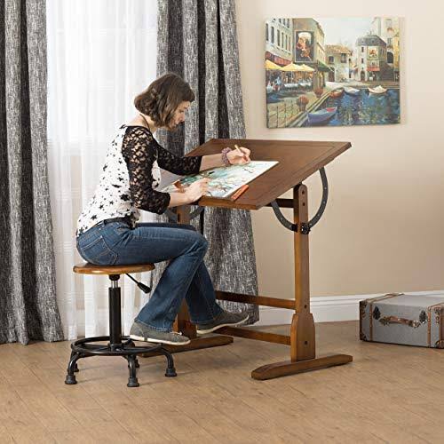 Studio Designs 36 x 24in Vintage Drafting Table, Rustic Oak L890