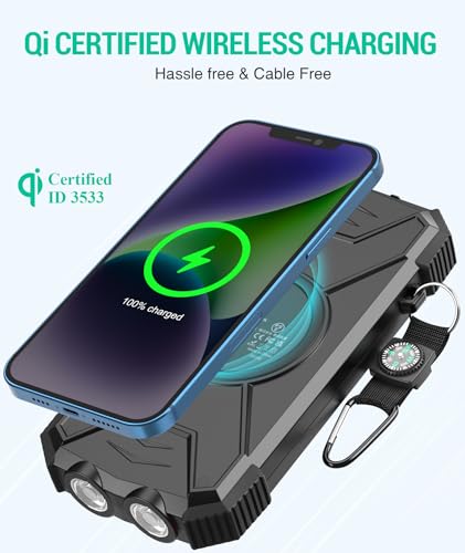BLAVOR Solar Charger Power Bank 10,000mAh, Wireless, 20W USB-C S38060