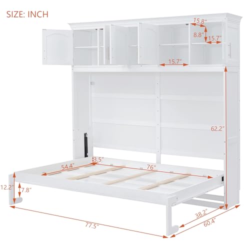 Full Size Murphy Bed with Drawers, Cabinets and USB Ports, Gray D589081