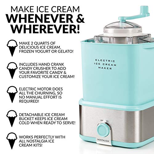 Nostalgia 2-Quart Electric Ice Cream Maker, Stainless Steel H3717