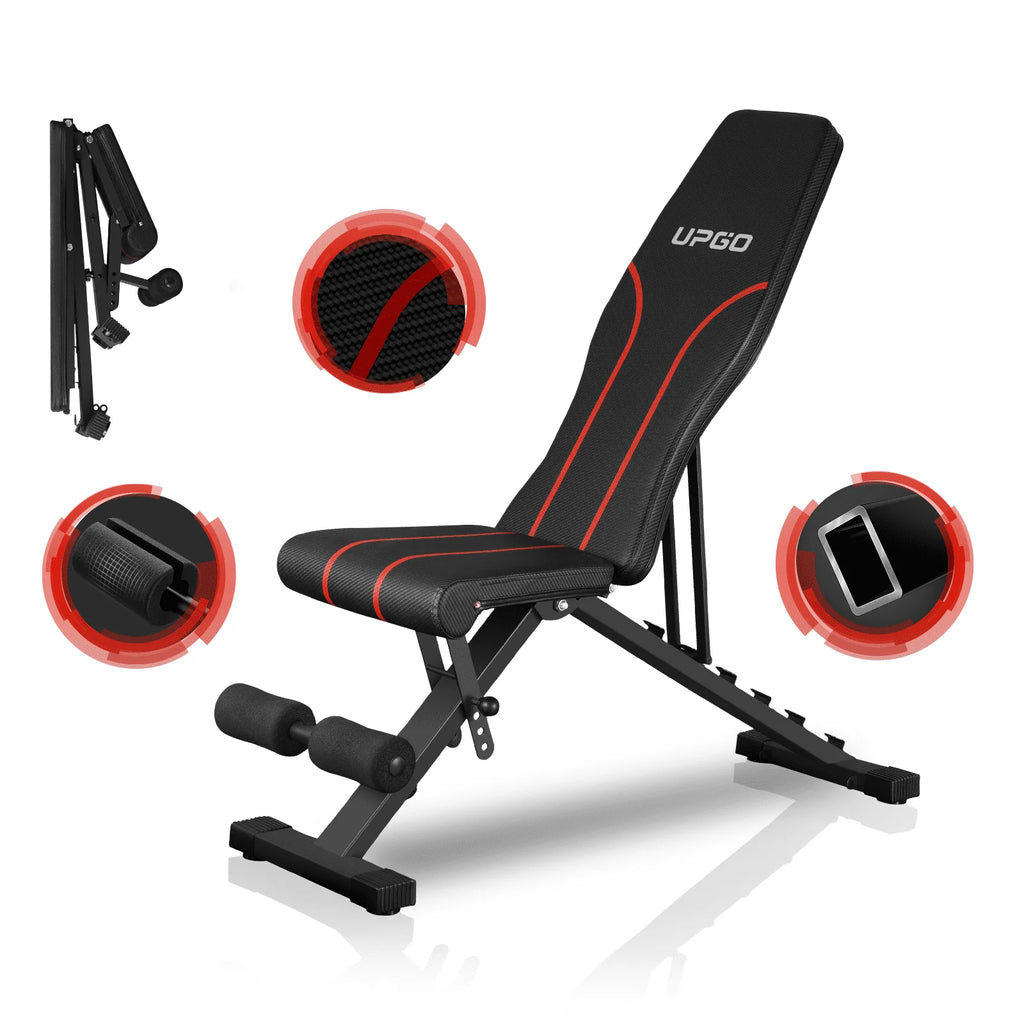 UPGO Adjustable Weight Bench with 660lbs Weight Capacity Foldable Workout Bench for Adult Up to 5.9' Gym Bench for Home