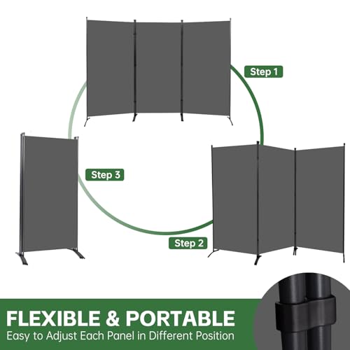 Room Divider Folding Privacy Screens, 3 Panel Portable Partition Q514484
