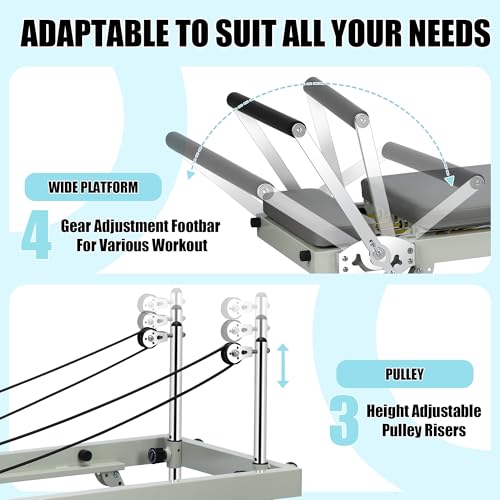 Pilates Reformer Machine for Home Workout, Foldable with Dual Resistance, 400 lbs Capacity E110