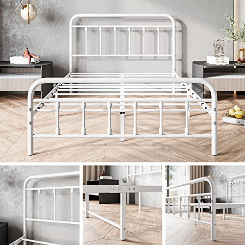 Vintage Full Size Metal Bed Frame with Headboard and Footboard, Black Z946901