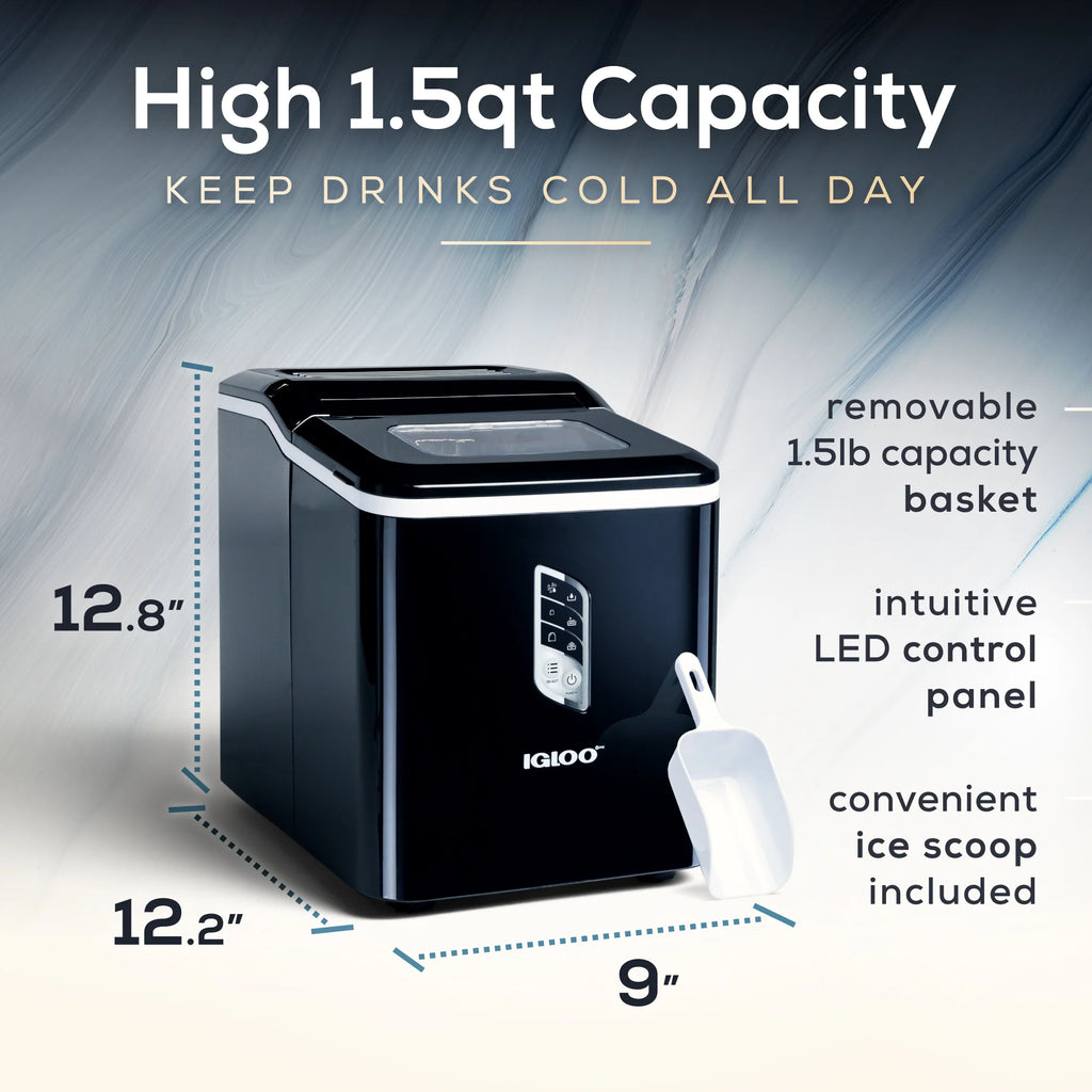 Igloo Automatic Self-Cleaning 26-Pound Ice Maker, Black D6800