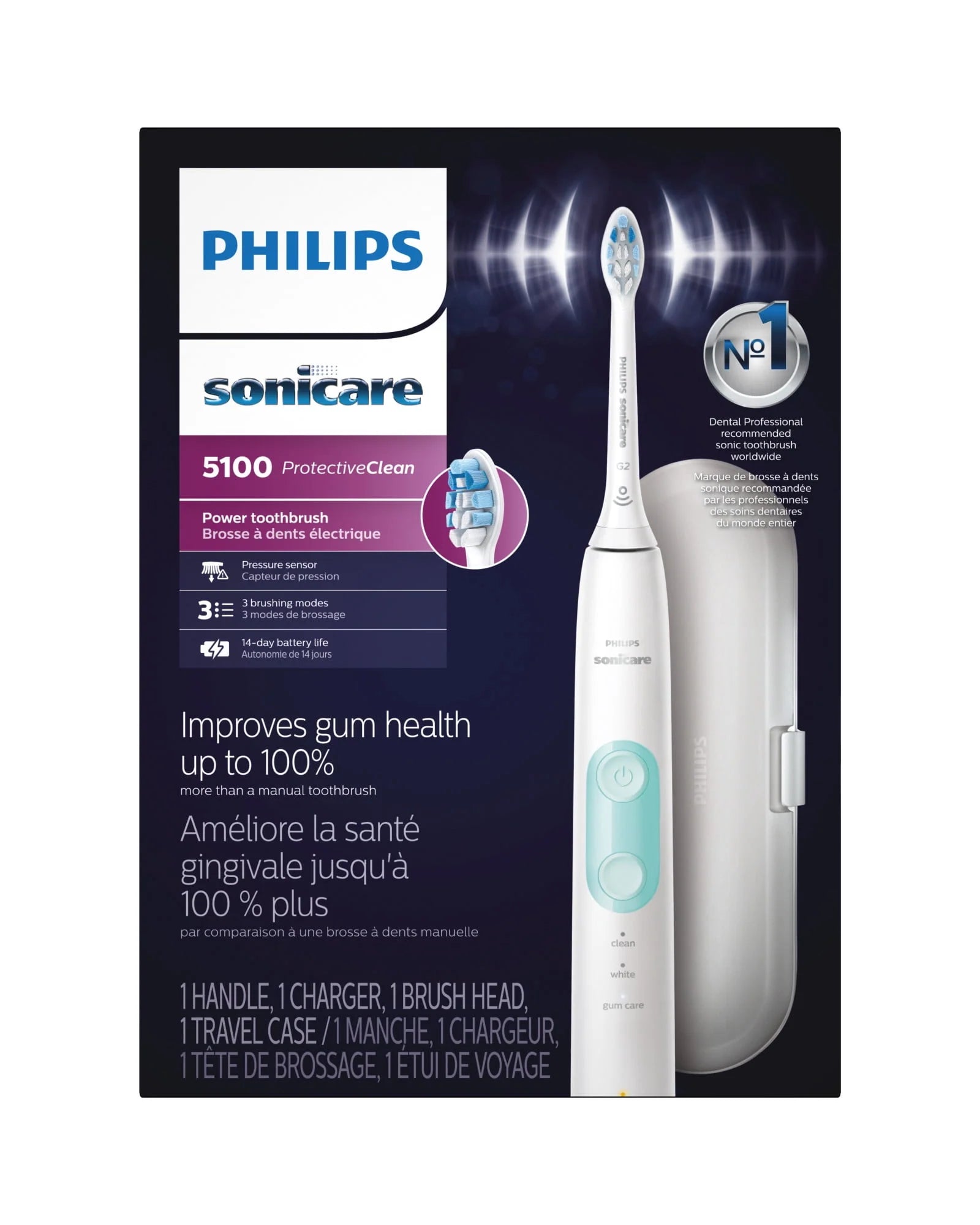 Philips Sonicare ProtectiveClean 5100 Rechargeable Electric Toothbrush, Black T378