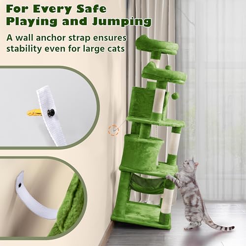 Yaheetech 62.5in Cat Tree with Platform & Hammock, Dark Gray L747397
