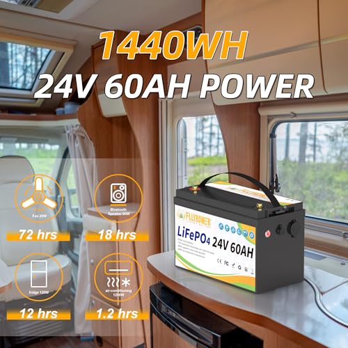 FLLYROWER 12V 100Ah LiFePO4 Battery with BMS for Marine RV Solar I833