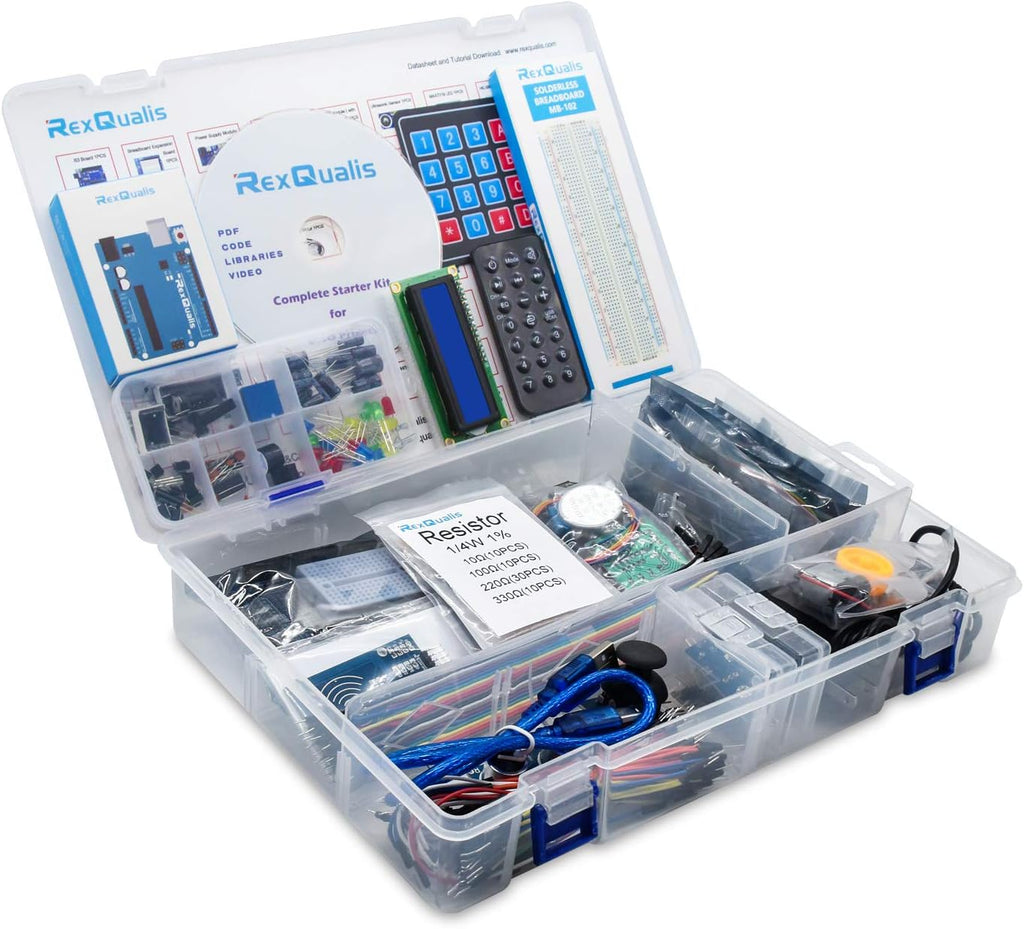 REXQualis Complete Starter Kit Based on Arduino UNO R3 with Tutorial, 67 Items, Pack of 2 F97548