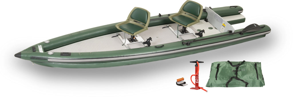 Sea Eagle FSK16 Inflatable Fish Skiff 16 Frameless Fishing Boat - 2 Person Swivel Seat Package