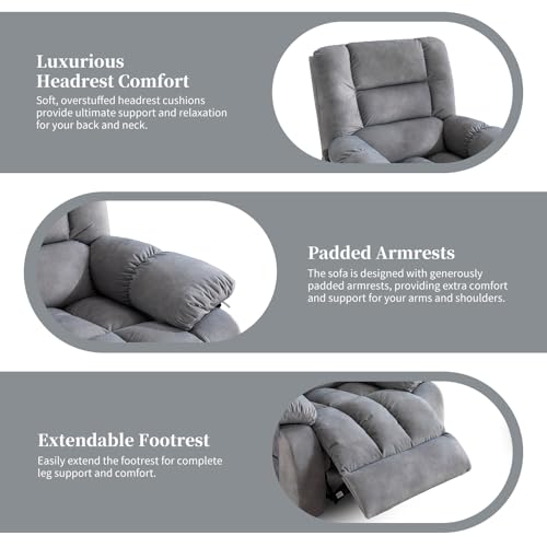 Massage Recliner Chair with Heat, Ergonomic Fabric, Side Pockets (Taupe) S254