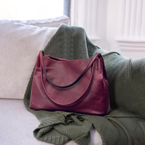 Kattee Leather Tote Bag for Women, Casual Shoulder Hobo Purse with Magnetic Snap Closure U606