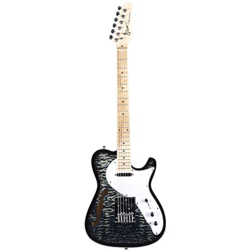 Grote Electric Guitar Semi-Hollow Body Tele Style Basswood Maple Neck Chrome Hardware Blue X47636
