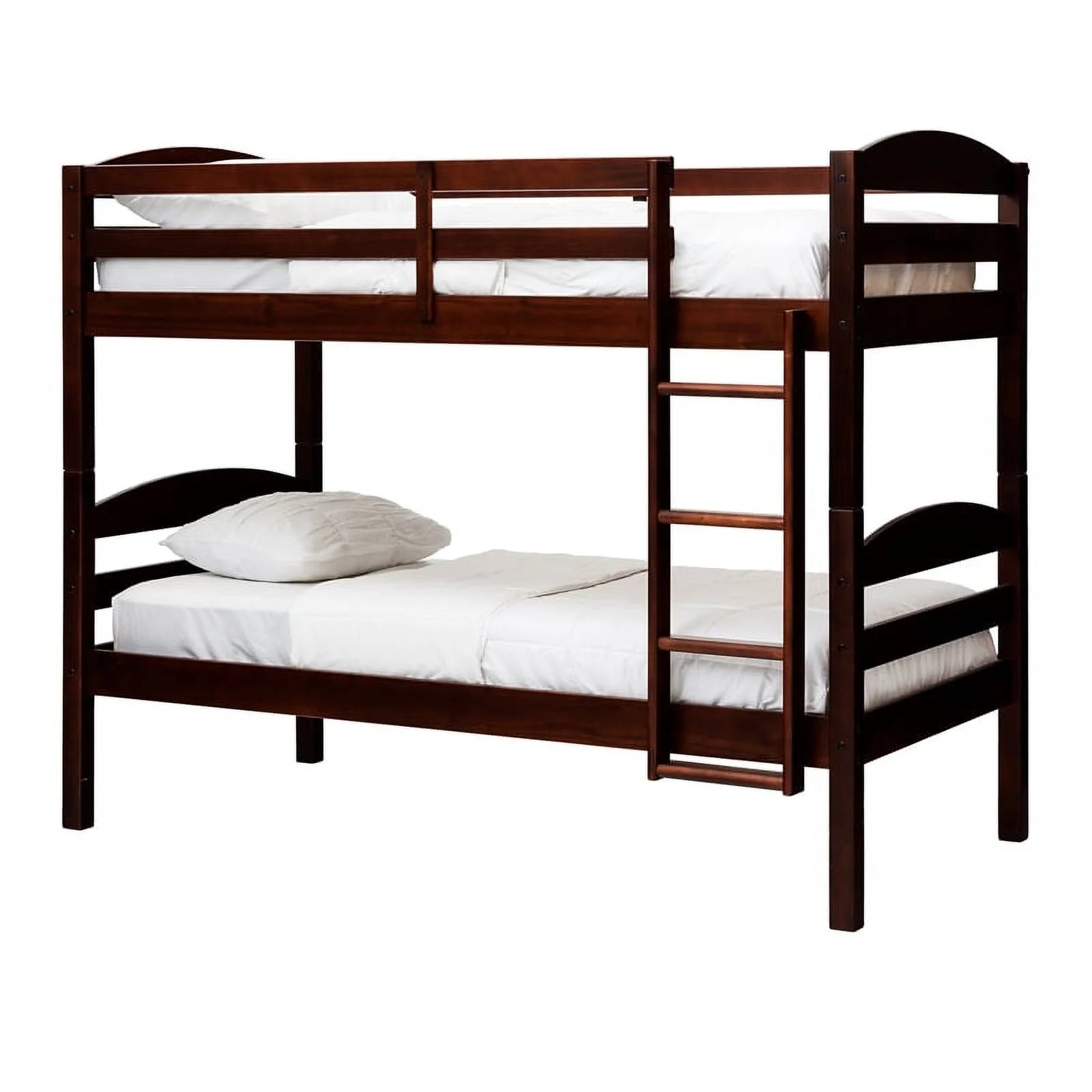 Walker Edison Transitional Twin-over-Twin Solid Wood Bunk Bed Frame in Espresso