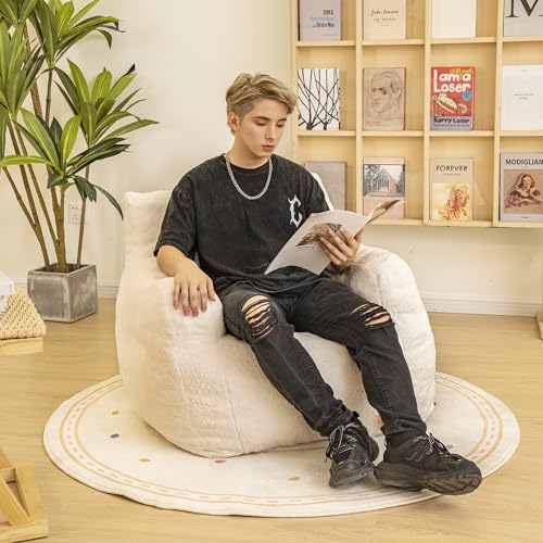 Bean Bag Chair with Filler, Tufted Soft Stuffed, Black B61630