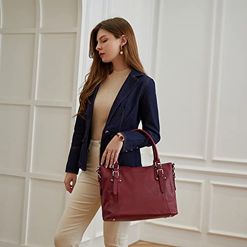 HESHE Genuine Leather Tote Shoulder Bag for Women P1142